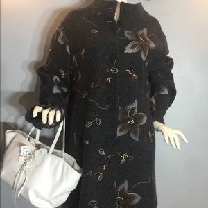 Gray Austrian wool coat from Geiger Embroidered